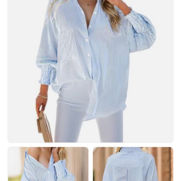 Striped Button-Up Blouse - Picture 5 of 11